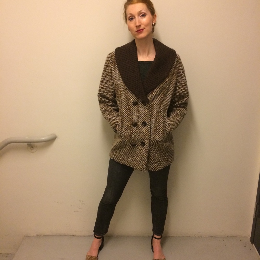 Vintage Double Breasted Coat w/ Sweater Collar - Picture 2 of 15